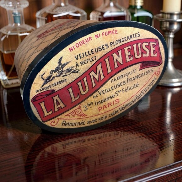 La Lumineuse French Candle Box With Lid - Parisian Veilleuses Label Cottage Farm - Picture 3 of 9